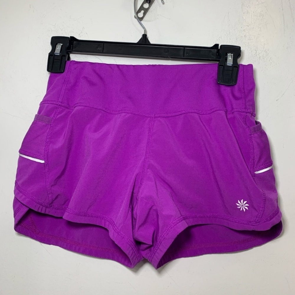 Athleta ready set shorts purple running XXS